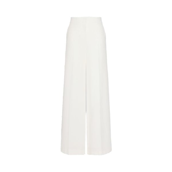 Max Mara Oncia Pique Jersey Wide-Leg Trousers in White | Wide leg pants | Luxury Shoes 
