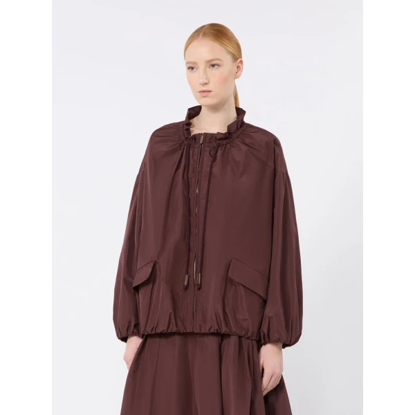 Max Mara Onde Water-Repellent Taffeta Bomber Jacket in Bordeaux | Jackets | Luxury Shoes 