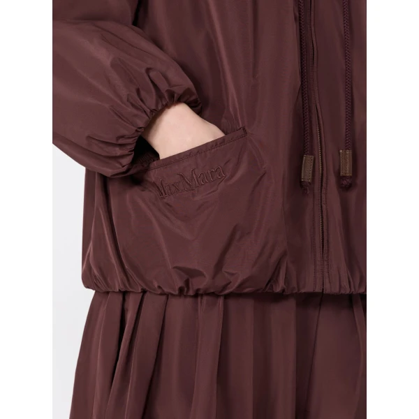 Max Mara Onde Water-Repellent Taffeta Bomber Jacket in Bordeaux | Jackets | Luxury Shoes 