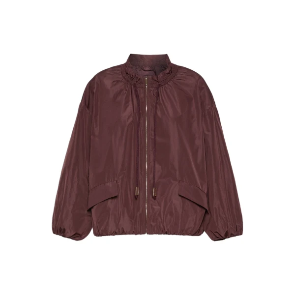 Max Mara Onde Water-Repellent Taffeta Bomber Jacket in Bordeaux | Jackets | Luxury Shoes 