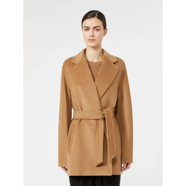 Max Mara Ondina Short Wool Beaver Cloth Robe Coat in Camel | Wool Coat | Luxury Shoes 