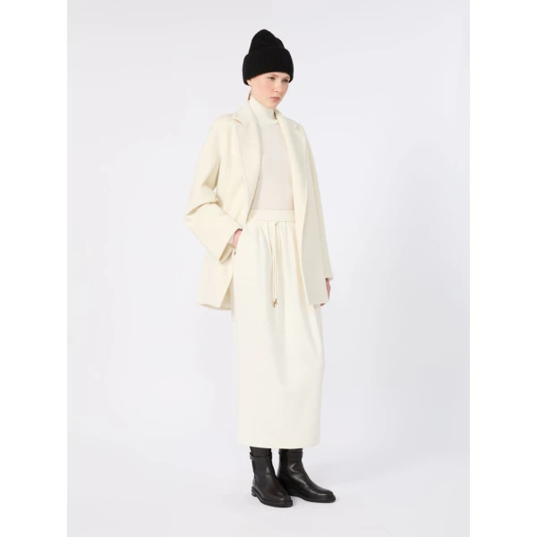 Max Mara Ondina Short Wool Beaver Cloth Robe Coat in White | Wool Coat | Luxury Shoes 