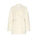 Max Mara Ondina Short Wool Beaver Cloth Robe Coat in White | Wool Coat | Luxury Shoes 