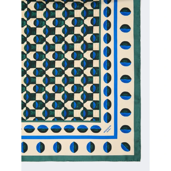 Max Mara Onesto Printed Silk Scarf in Dark Green | Scarves | Luxury Shoes 
