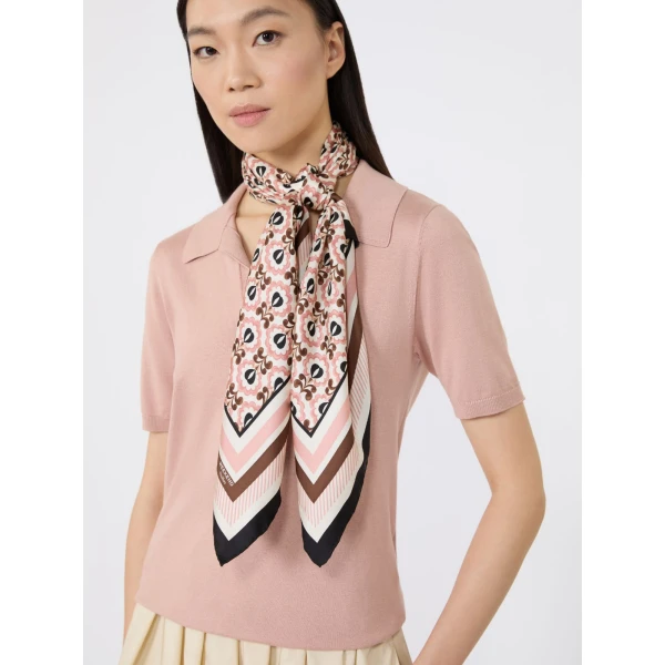 Max Mara Onesto Printed Silk Scarf in Ivory | Scarves | Luxury Shoes 