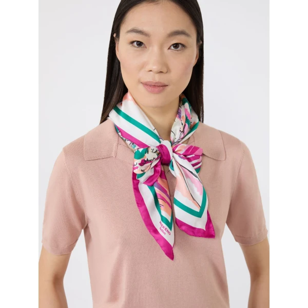 Max Mara Onesto Printed Silk Scarf in Pink | Scarves | Luxury Shoes 