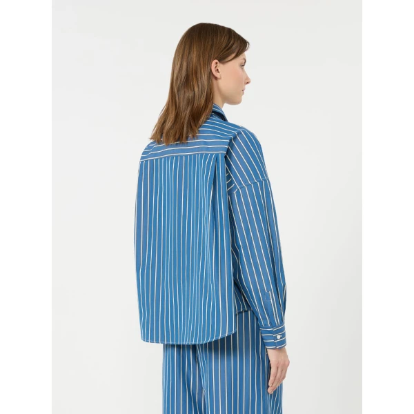 Max Mara Onore Striped Poplin Boxy Shirt in Cornflower Blue | Shirts | Luxury Shoes 