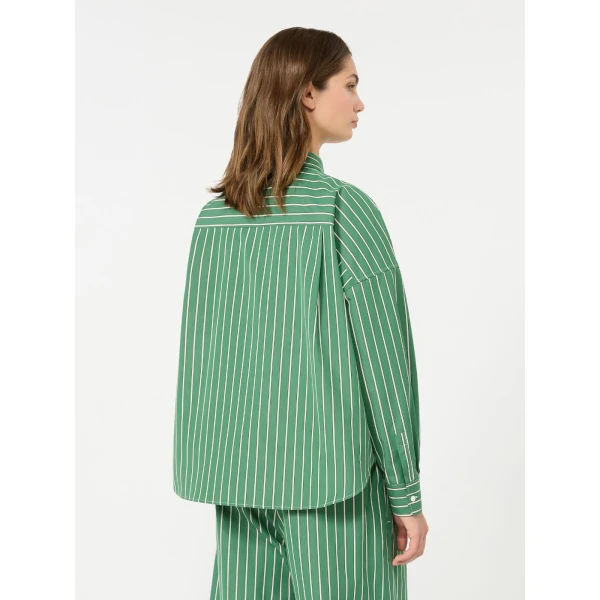 Max Mara Onore Striped Poplin Boxy Shirt in Green | Shirts | Luxury Shoes 