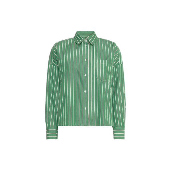 Max Mara Onore Striped Poplin Boxy Shirt in Green | Shirts | Luxury Shoes 