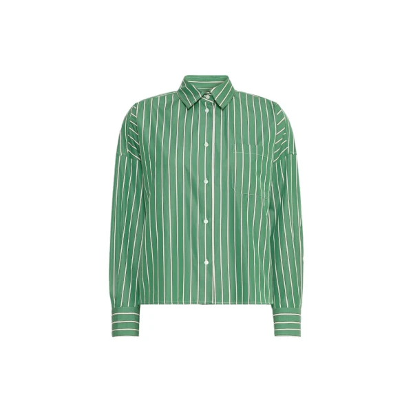 Max Mara Onore Striped Poplin Boxy Shirt in Green | Shirts | Luxury Shoes 