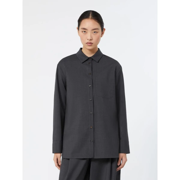 Max Mara Opera Woollen Cloth Shirt in Dark Grey | Shirts | Luxury Shoes 