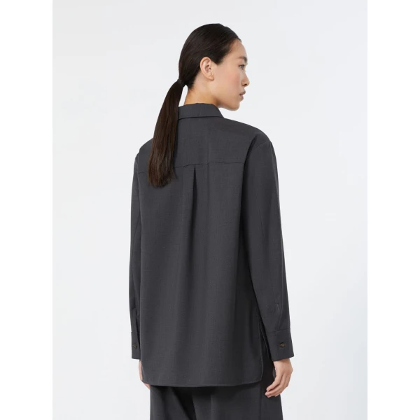 Max Mara Opera Woollen Cloth Shirt in Dark Grey | Shirts | Luxury Shoes 