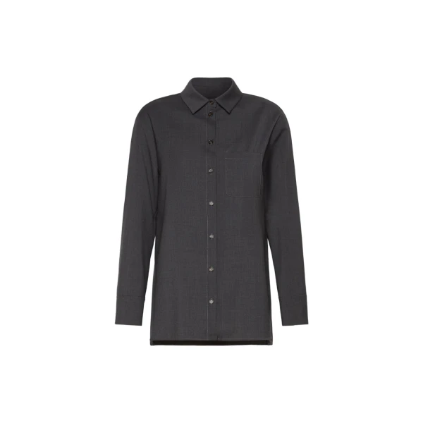 Opera Woollen Cloth Shirt in Dark Grey