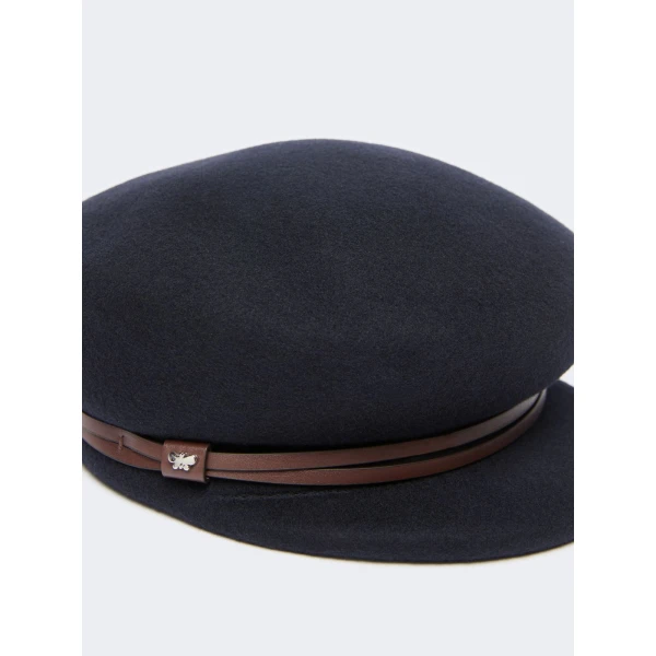 Max Mara Opossum Wool Felt Baker Boy Hat in Ultramarine | Hats | Luxury Shoes 