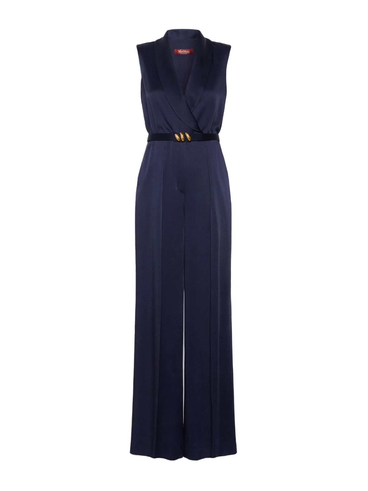 Max Mara Orario Envers Satin Tuxedo Jumpsuit in Midnight Blue Max Mara Orario Envers Satin Tuxedo Jumpsuit in Midnight Blue | Jumpsuit | Luxury Shoes
