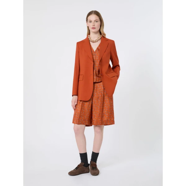 Max Mara Orario Printed Silk Twill Bermuda Shorts in Terra Cotta | Shorts | Luxury Shoes 