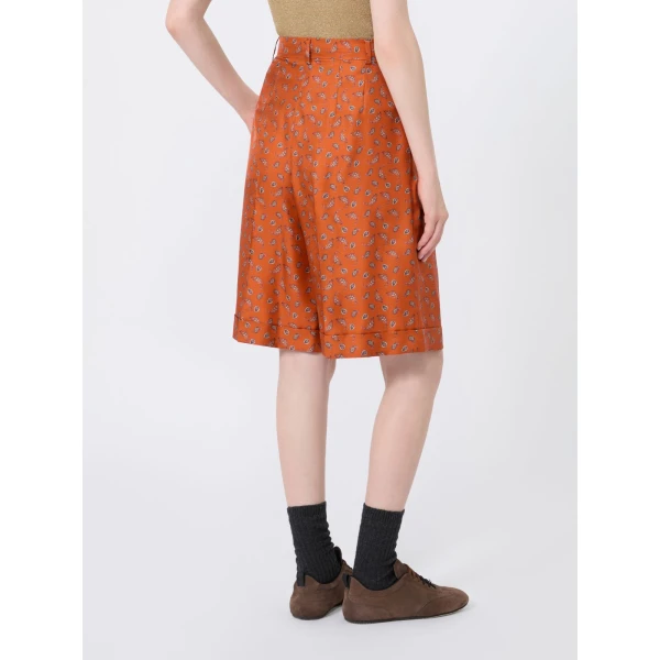 Max Mara Orario Printed Silk Twill Bermuda Shorts in Terra Cotta | Shorts | Luxury Shoes 