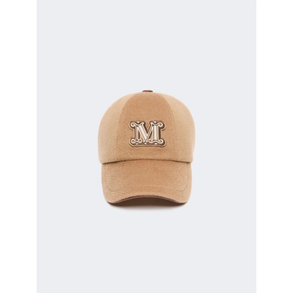 Max Mara Ordine Cashmere Double Drap Baseball Cap in Camel | Hats | Luxury Shoes 