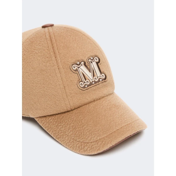 Max Mara Ordine Cashmere Double Drap Baseball Cap in Camel | Hats | Luxury Shoes 