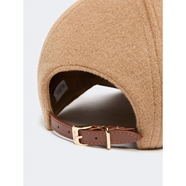 Max Mara Ordine Cashmere Double Drap Baseball Cap in Camel | Hats | Luxury Shoes 