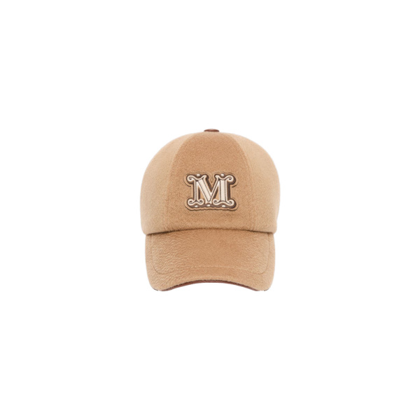 Max Mara Ordine Cashmere Double Drap Baseball Cap in Camel | Hats | Luxury Shoes 