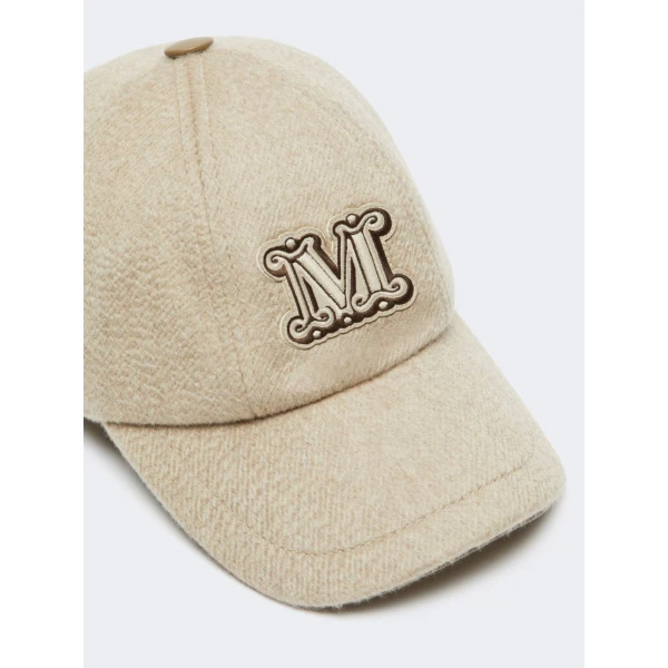 Max Mara Ordine Cashmere Drap Baseball Cap in Sand | Hats | Luxury Shoes 