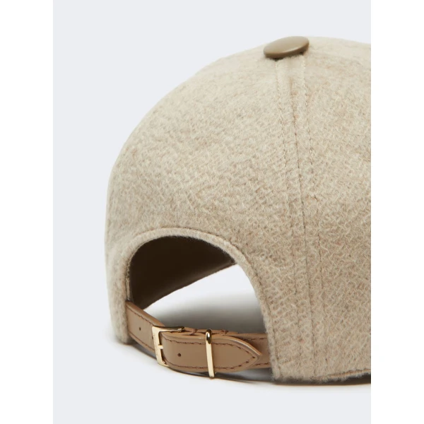 Max Mara Ordine Cashmere Drap Baseball Cap in Sand | Hats | Luxury Shoes 