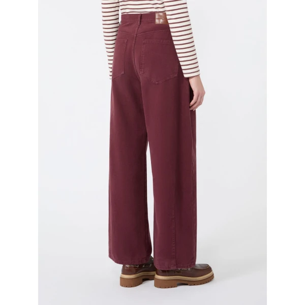 Max Mara Ordine Cotton Drill Barrel Leg Trousers in Bordeaux | Wide leg pants | Luxury Shoes 