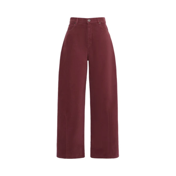 Max Mara Ordine Cotton Drill Barrel Leg Trousers in Bordeaux | Wide leg pants | Luxury Shoes 