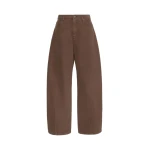 Max Mara Ordine Cotton Drill Barrel Leg Trousers in Brown | Wide leg pants | Luxury Shoes 