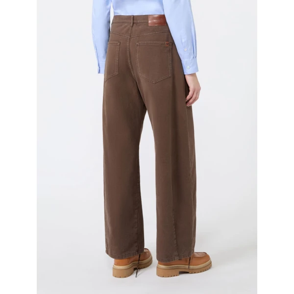 Max Mara Ordine Cotton Drill Barrel Leg Trousers in Brown | Wide leg pants | Luxury Shoes 
