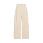 Max Mara Ordine Cotton Drill Barrel Leg Trousers in Ivory | Wide leg pants | Luxury Shoes 