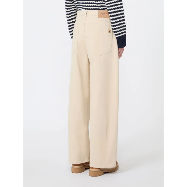 Max Mara Ordine Cotton Drill Barrel Leg Trousers in Ivory | Wide leg pants | Luxury Shoes 