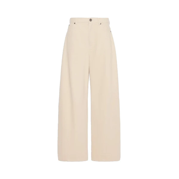Max Mara Ordine Cotton Drill Barrel Leg Trousers in Ivory | Wide leg pants | Luxury Shoes 