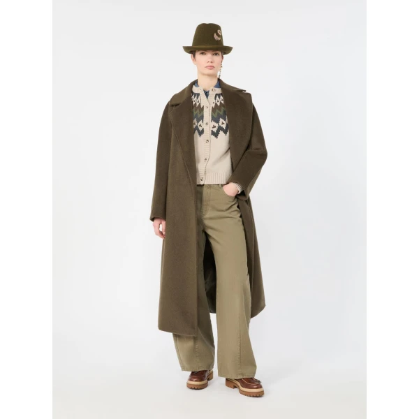 Max Mara Ordine Cotton Drill Barrel Leg Trousers in Khaki | Wide leg pants | Luxury Shoes 
