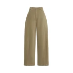 Max Mara Ordine Cotton Drill Barrel Leg Trousers in Khaki | Wide leg pants | Luxury Shoes 
