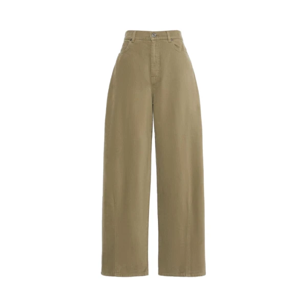Ordine Cotton Drill Barrel Leg Trousers in Khaki