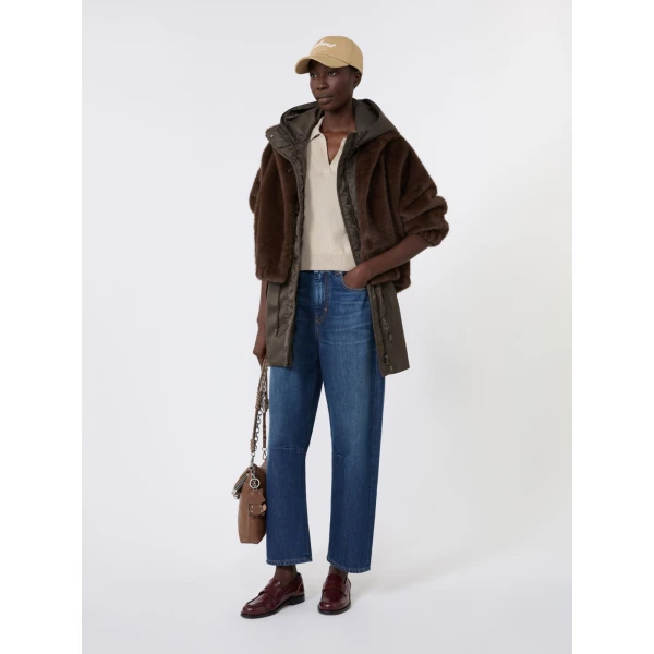 Max Mara Origano Water-Repellent Twill Padded Gilet in Mud | Vests | Luxury Shoes 