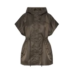 Max Mara Origano Water-Repellent Twill Padded Gilet in Mud | Vests | Luxury Shoes 