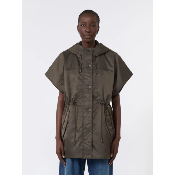 Max Mara Origano Water-Repellent Twill Padded Gilet in Mud | Vests | Luxury Shoes 