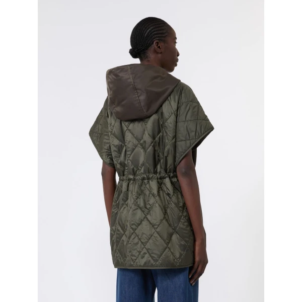 Max Mara Origano Water-Repellent Twill Padded Gilet in Mud | Vests | Luxury Shoes 