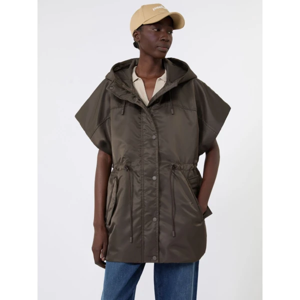 Max Mara Origano Water-Repellent Twill Padded Gilet in Mud | Vests | Luxury Shoes 