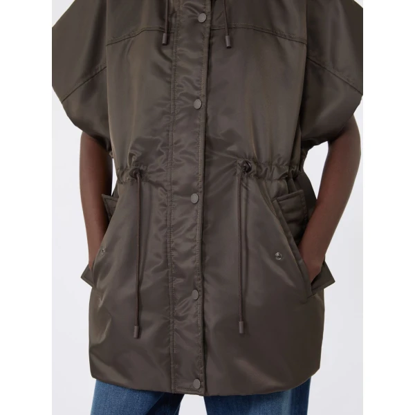 Max Mara Origano Water-Repellent Twill Padded Gilet in Mud | Vests | Luxury Shoes 