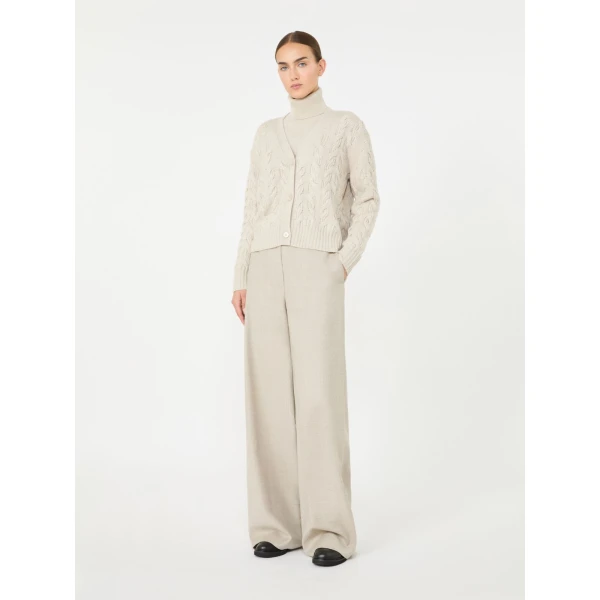 Max Mara Orli Wool and Cashmere Cable Cardigan in Beige | Cardigan | Luxury Shoes 
