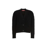 Max Mara Orli Wool and Cashmere Cable Cardigan in Black | Cardigan | Luxury Shoes 