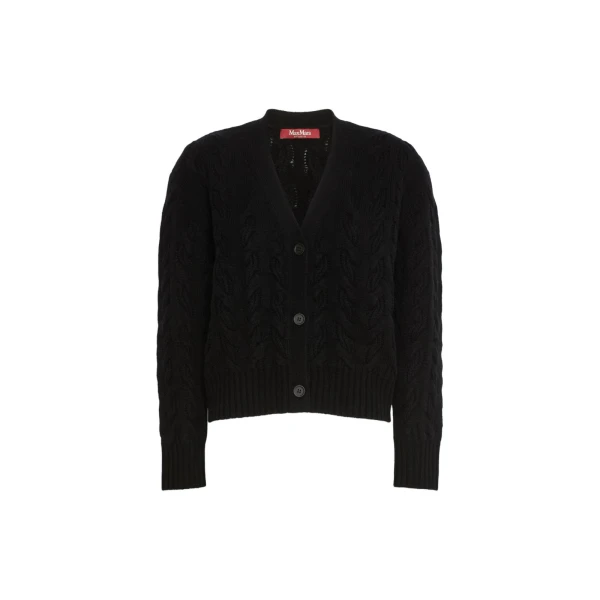 Orli Wool and Cashmere Cable Cardigan in Black