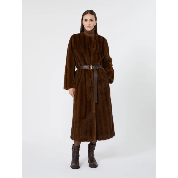 Max Mara Orma Long Textured Coat in Hazelnut Brown | Coats | Luxury Shoes 