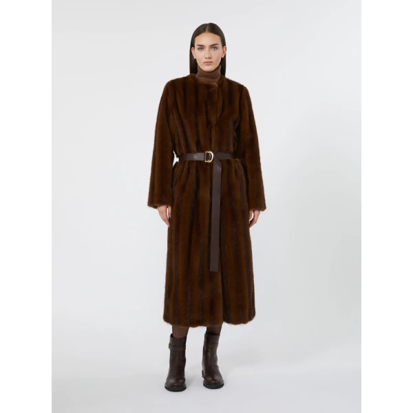 Max Mara Orma Long Textured Coat in Hazelnut Brown | Coats | Luxury Shoes 