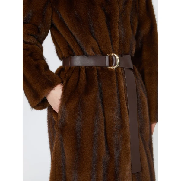 Max Mara Orma Long Textured Coat in Hazelnut Brown | Coats | Luxury Shoes 