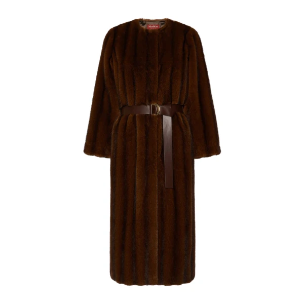 Max Mara Orma Long Textured Coat in Hazelnut Brown | Coats | Luxury Shoes 